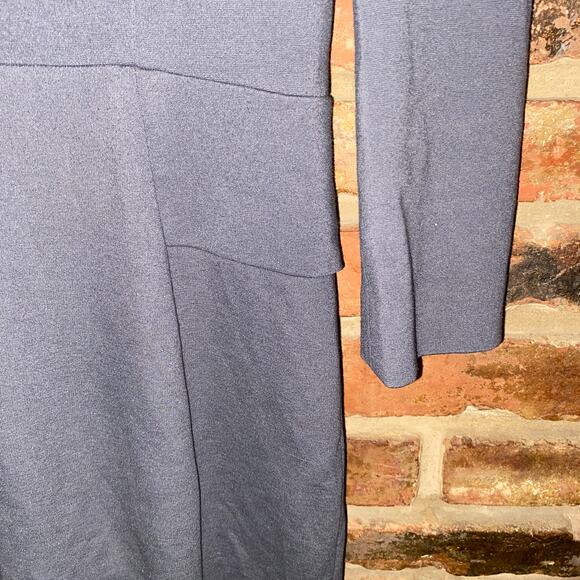 LaVia 18 Gray Italian Long Sleeve Sheath V-Neck Dress Women's Size 40 US 6 - Picture 4 of 8